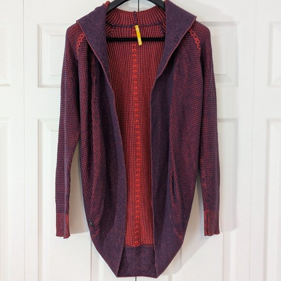Lolë Women's Long Open Hooded Cardigan Purple and Red - Size XS - Picture 1 of 11